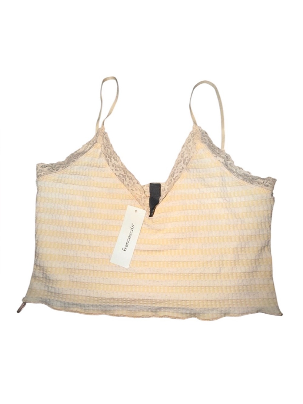 NWT Francesca's Yellow & White Striped Cropped Tank